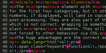 Screenshot of a Vim screen
  with syntax highlighting